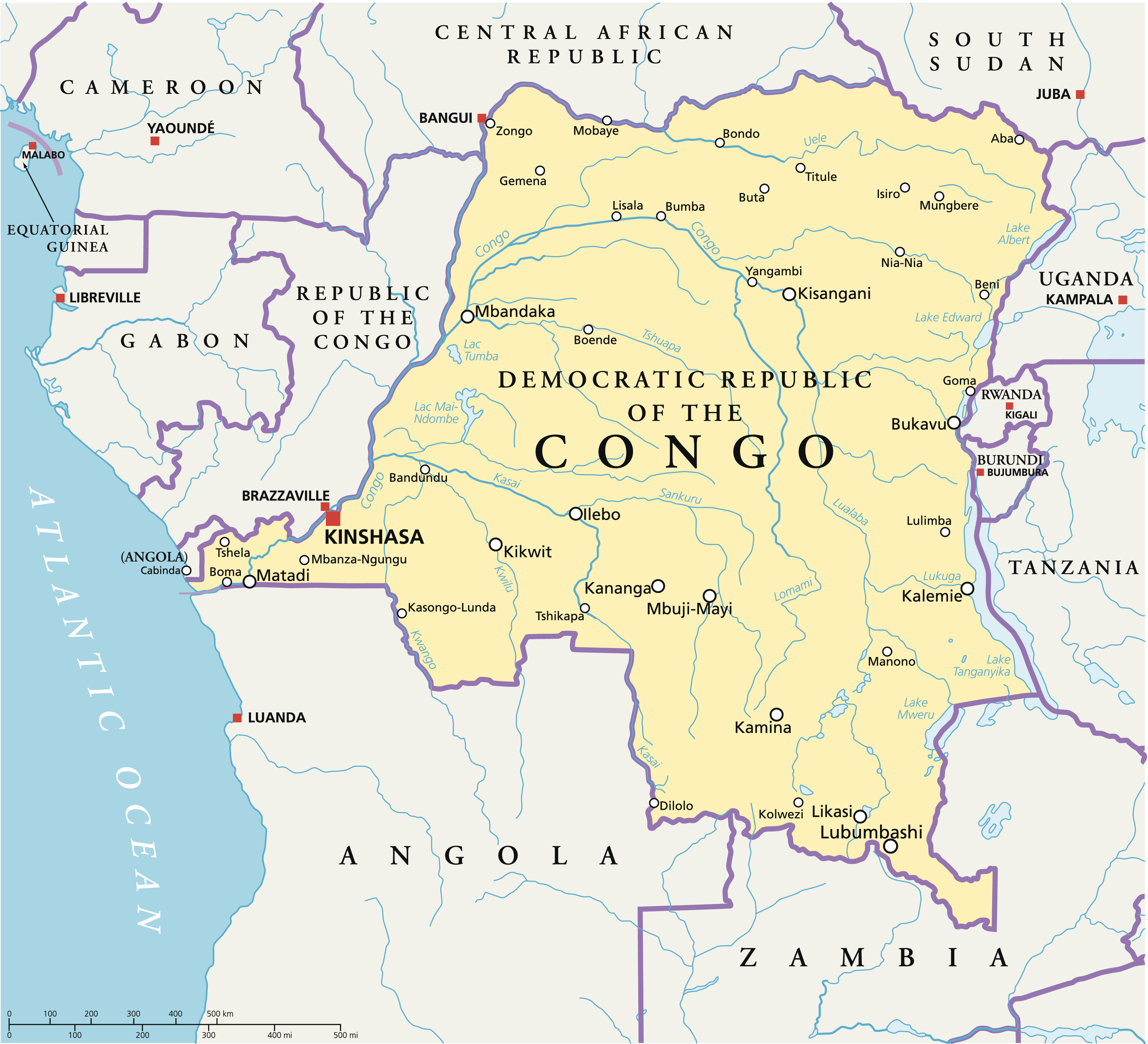 Congo Democratic Republic Political Map